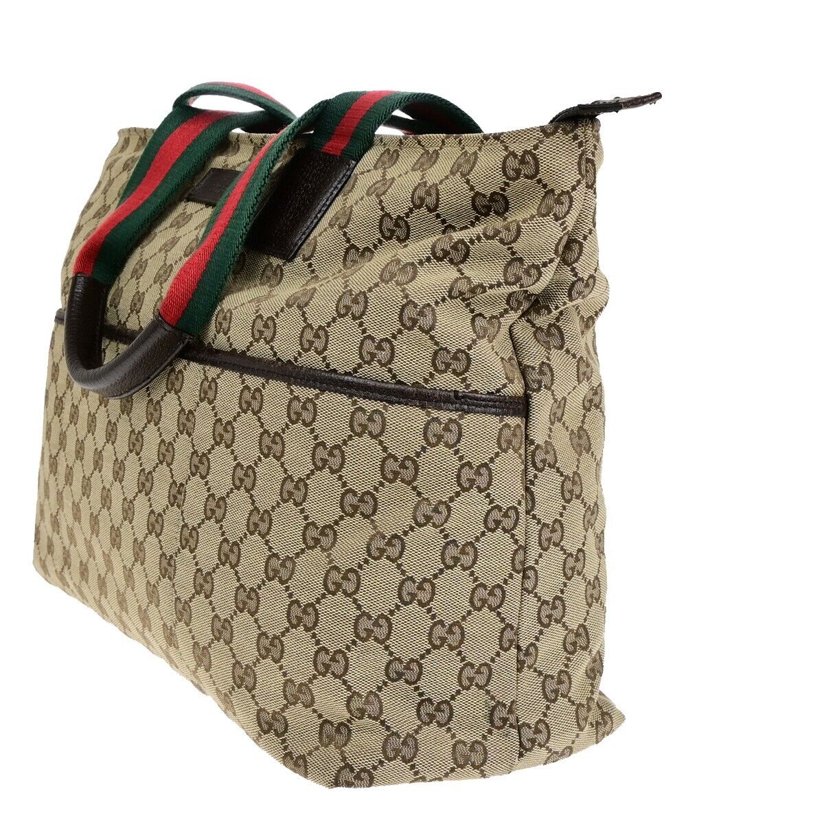 GUCCI Sherry GG Pattern Mothers Shoulder Tote Bag Canvas Leather Brown 85EB834