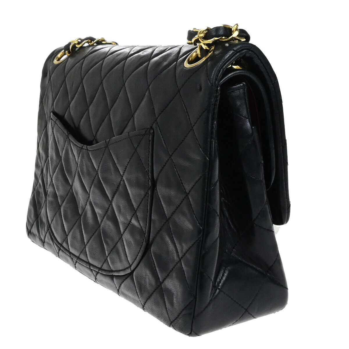 CHANEL CC Matelasse 25 Double Flap Chain Shoulder Bag Leather Black GHW 351RK767