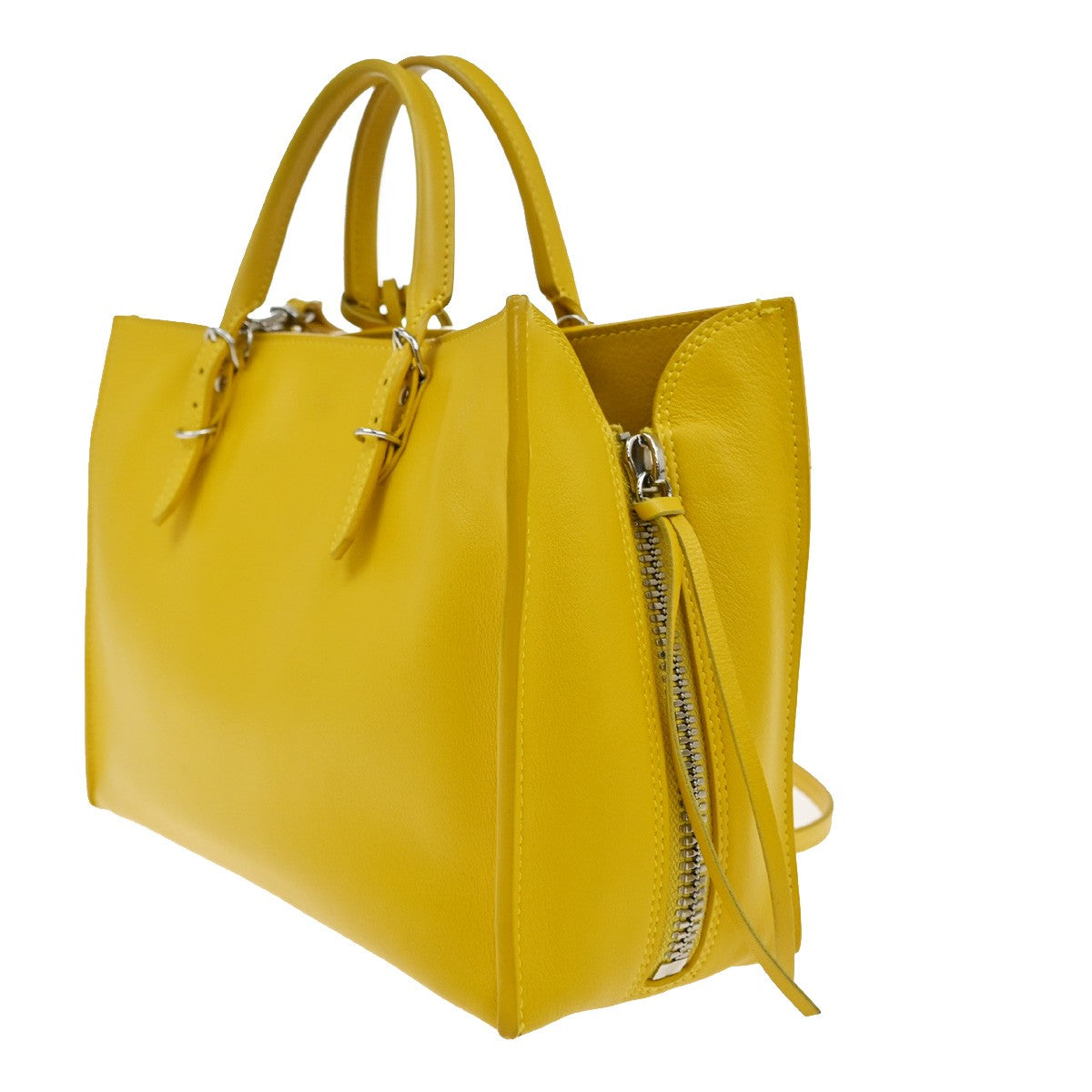 BALENCIAGA Paper Mini 2Way Shoulder Hand Bag Leather Yellow SHW Mirror 97YH797