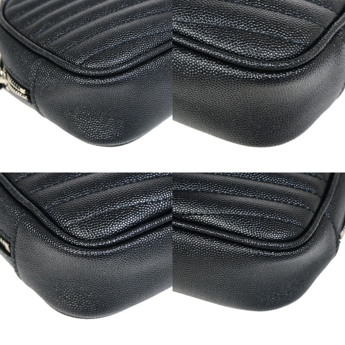 SAINT LAURENT YSL Logo Lou Chain Mini Shoulder Bag Leather Black SHW 675RJ866