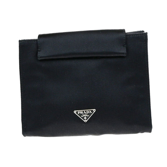 PRADA Logo Pouch Bag Nylon Black Nero Silver Made in Italy 63EB413