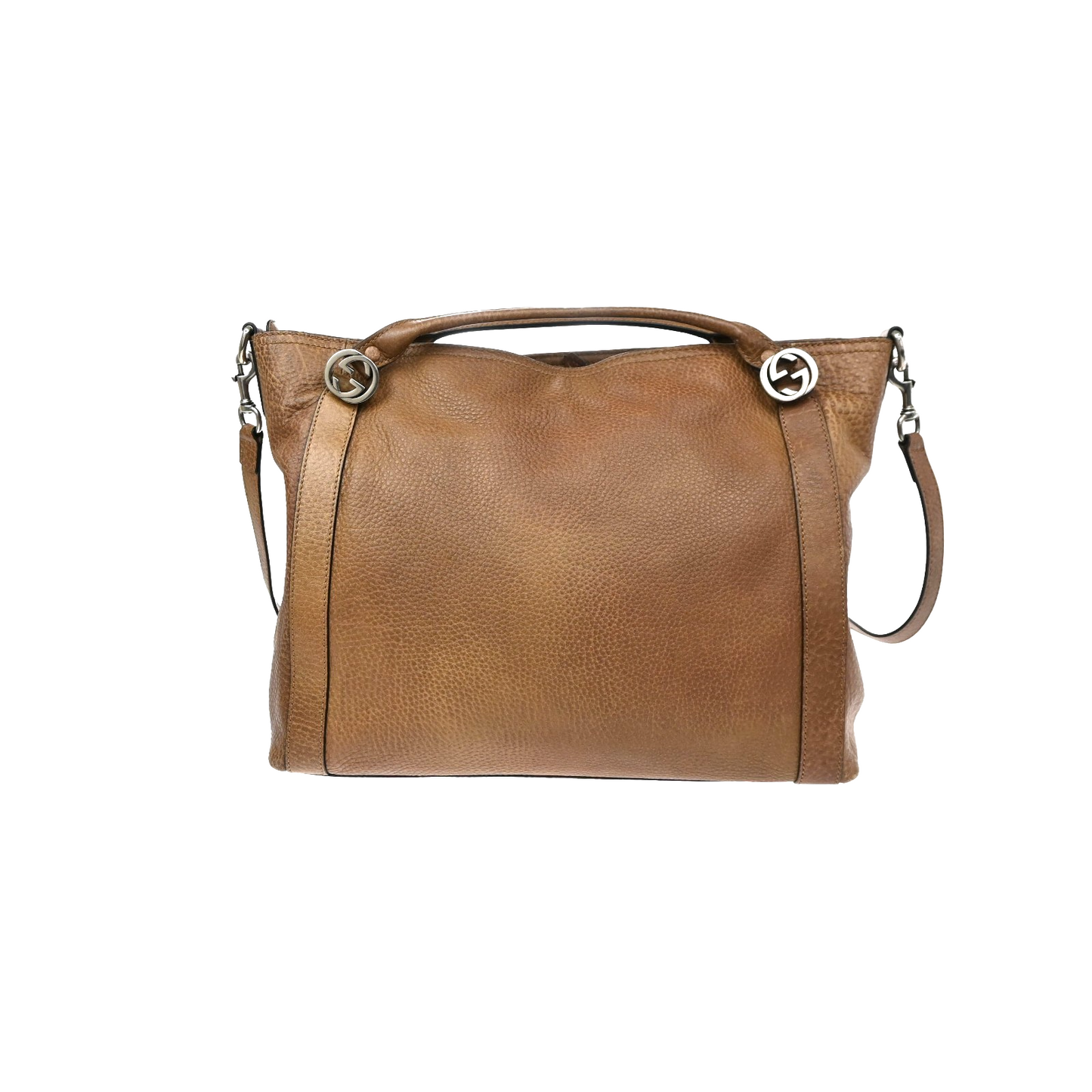 GUCCI Miss GG 2Way Hand Shoulder Bag Pebbled Leather Brown SHW Italy 86KD069