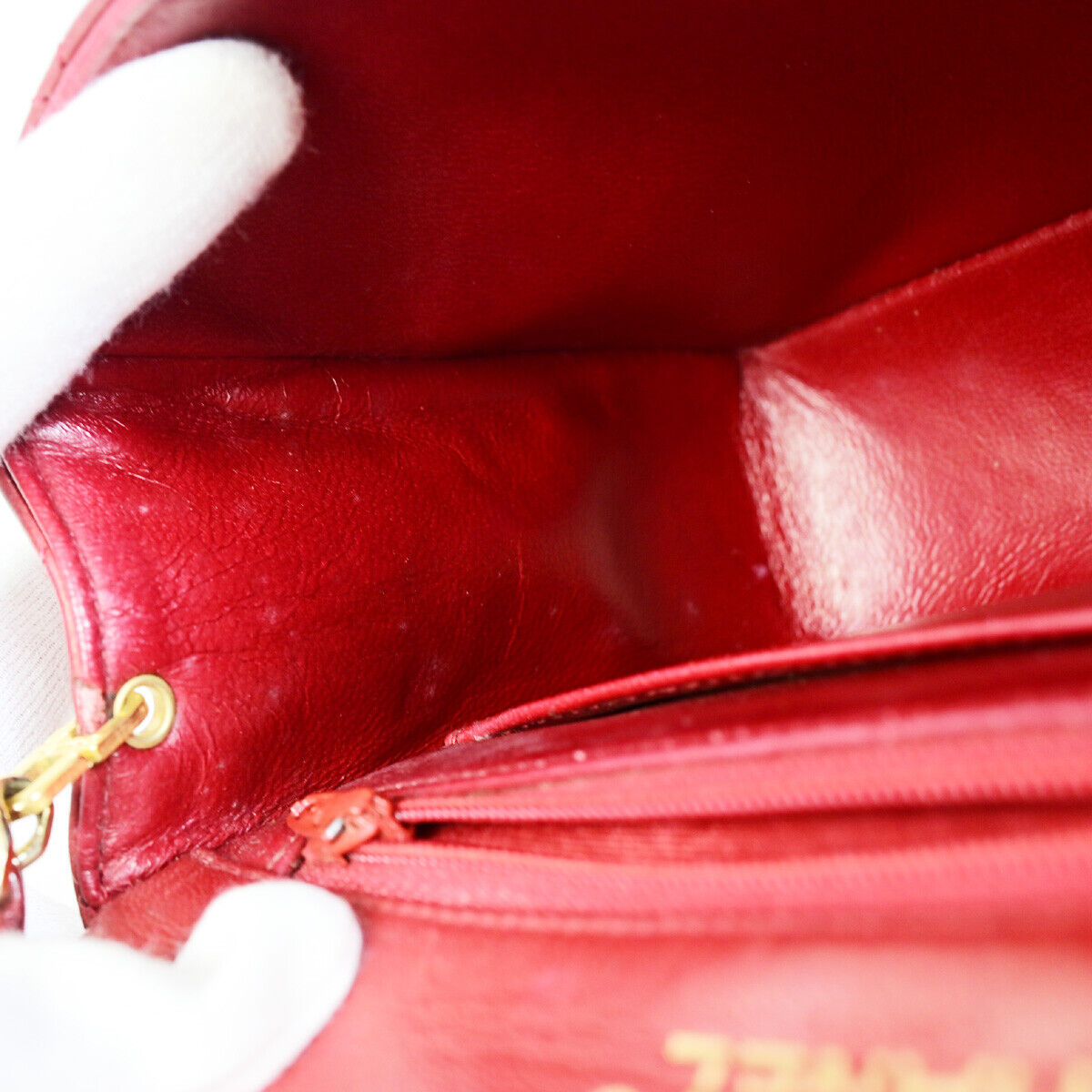 CHANEL CC Mini Matelasse Chain Shoulder Bag Leather Red GHW Vintage 629RJ920