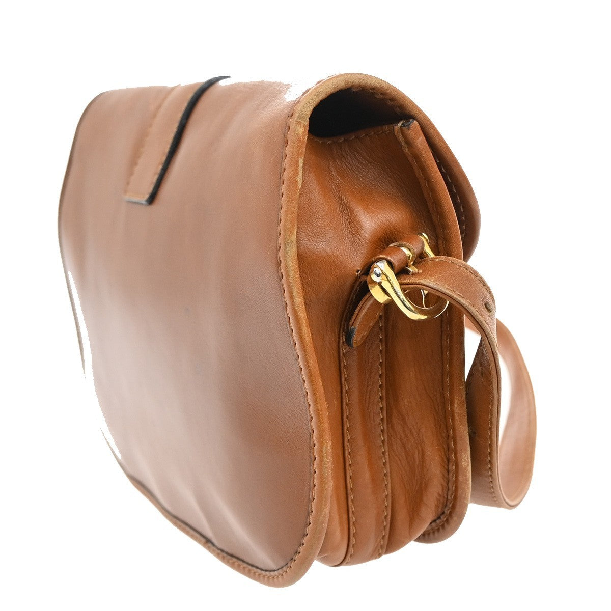 CELINE Logo Shoulder Bag Leather Brown GHW Made In Italy 02FC143