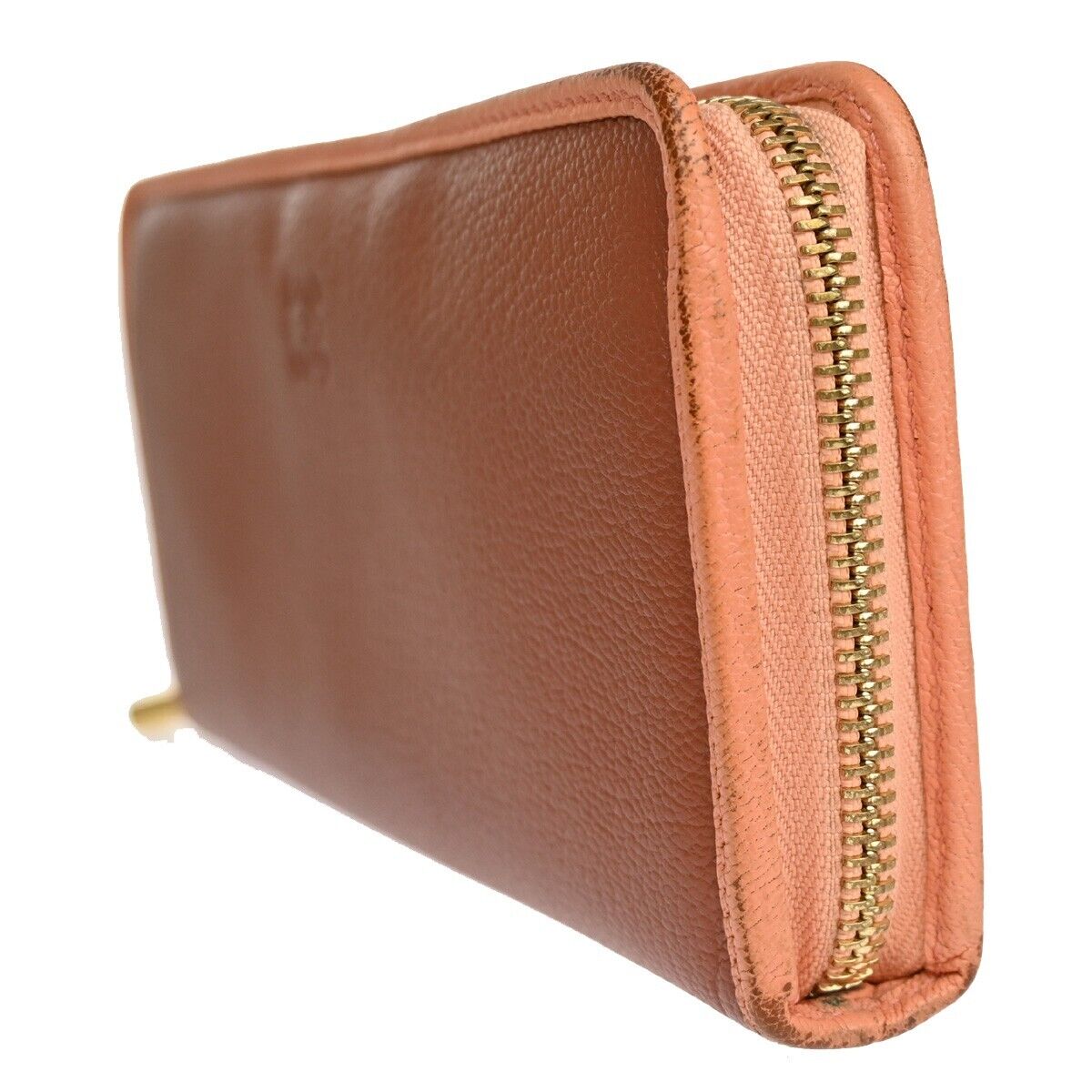 LOEWE Logo AMAZONA Long Wallet Purse Leather Brown Gold-Plated Spain 31SH544