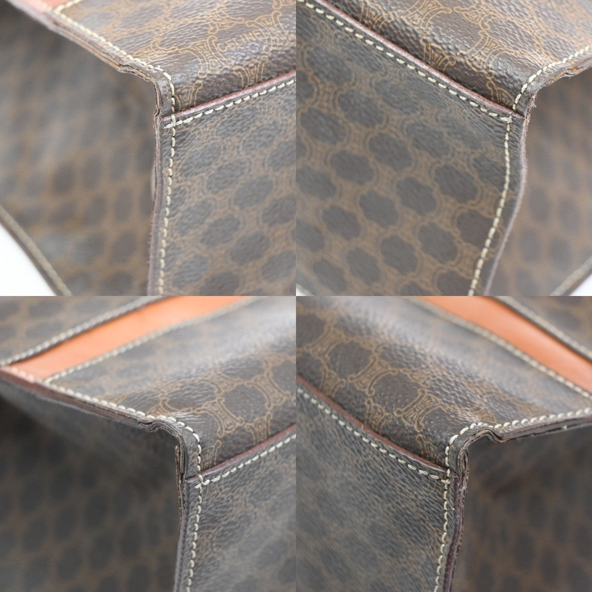 CELINE Macadam Pattern Shoulder Tote Bag PVC Leather Brown Gold Italy 69KC468