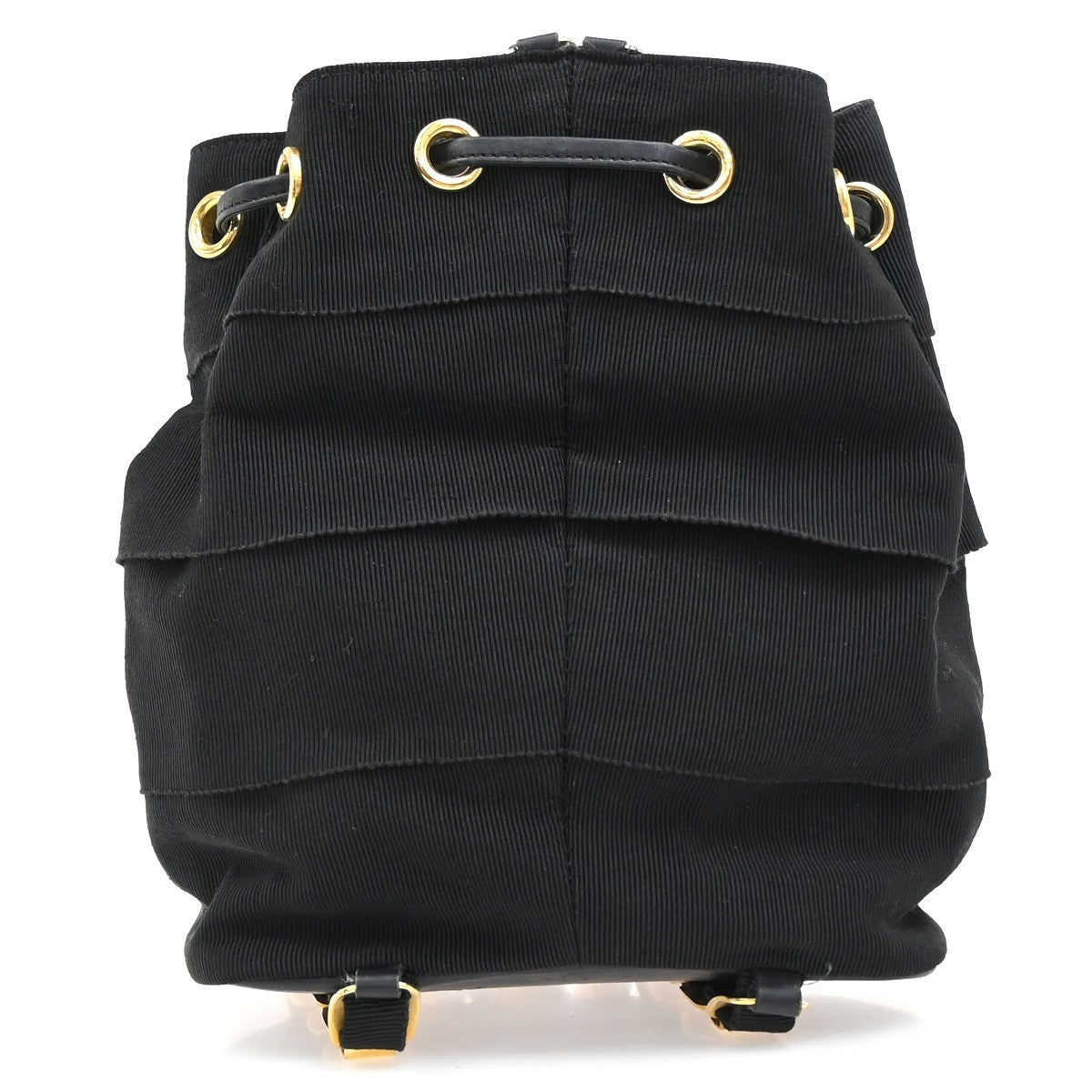 SALVATORE FERRAGAMO Vara Chain Backpack Bag Canvas Leather Black GHW 68EG222