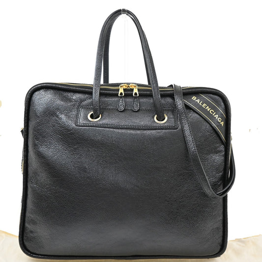 BALENCIAGA Blanket Square Medium 2Way Shoulder Hand Bag Leather Black 79RF362