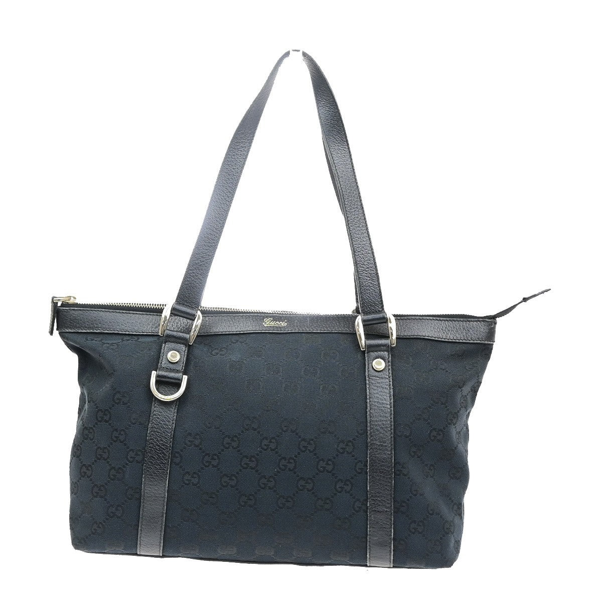 GUCCI Logo Abbey GG Shoulder Tote Bag Canvas Leather Black GHW Italy 70MA721