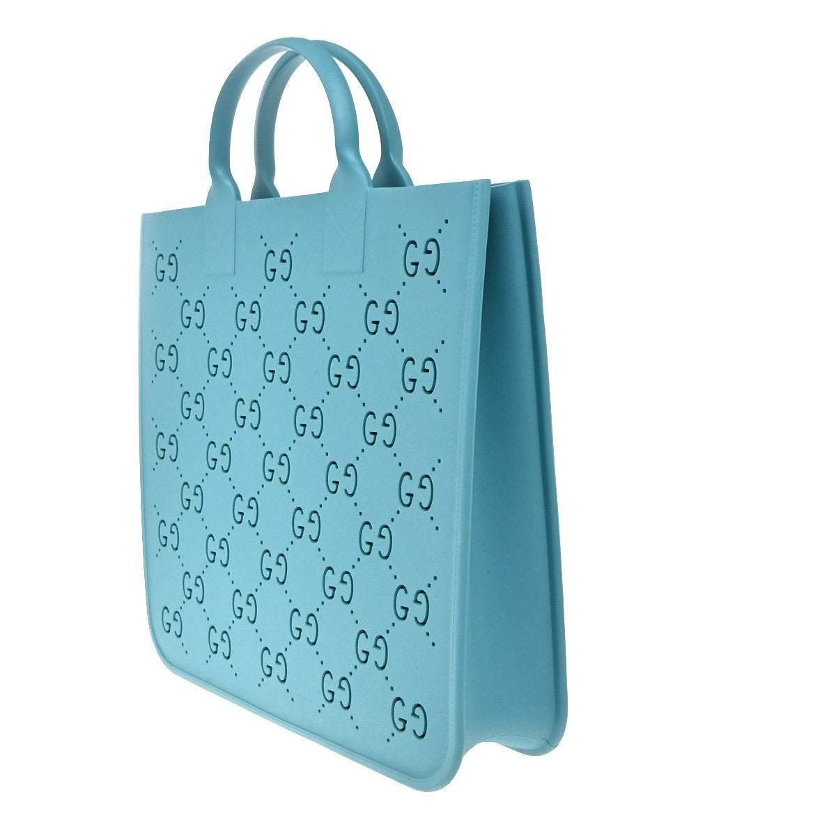 GUCCI Logo GG Pattern Kids Hand Tote Bag Rubber Blue Italy 97RP084