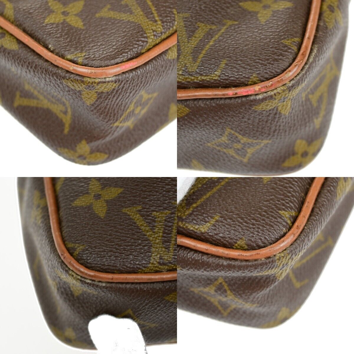 LOUIS VUITTON Danube Shoulder Bag Monogram Leather Brown Made In France 04FA584