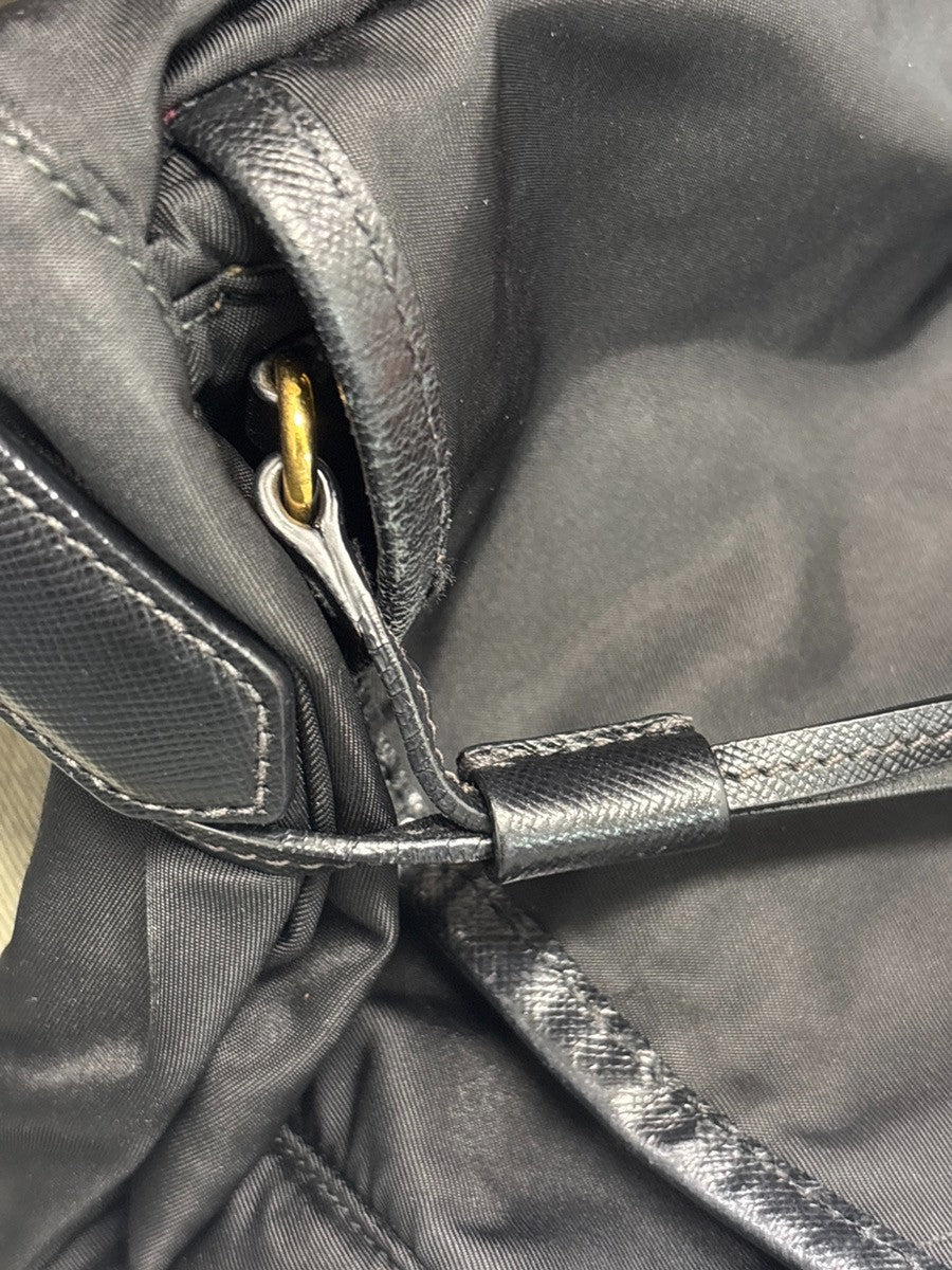 PRADA Logo Tessuto Crossbody Shoulder Bag Nylon Leather Black GHW Italy 76MA710