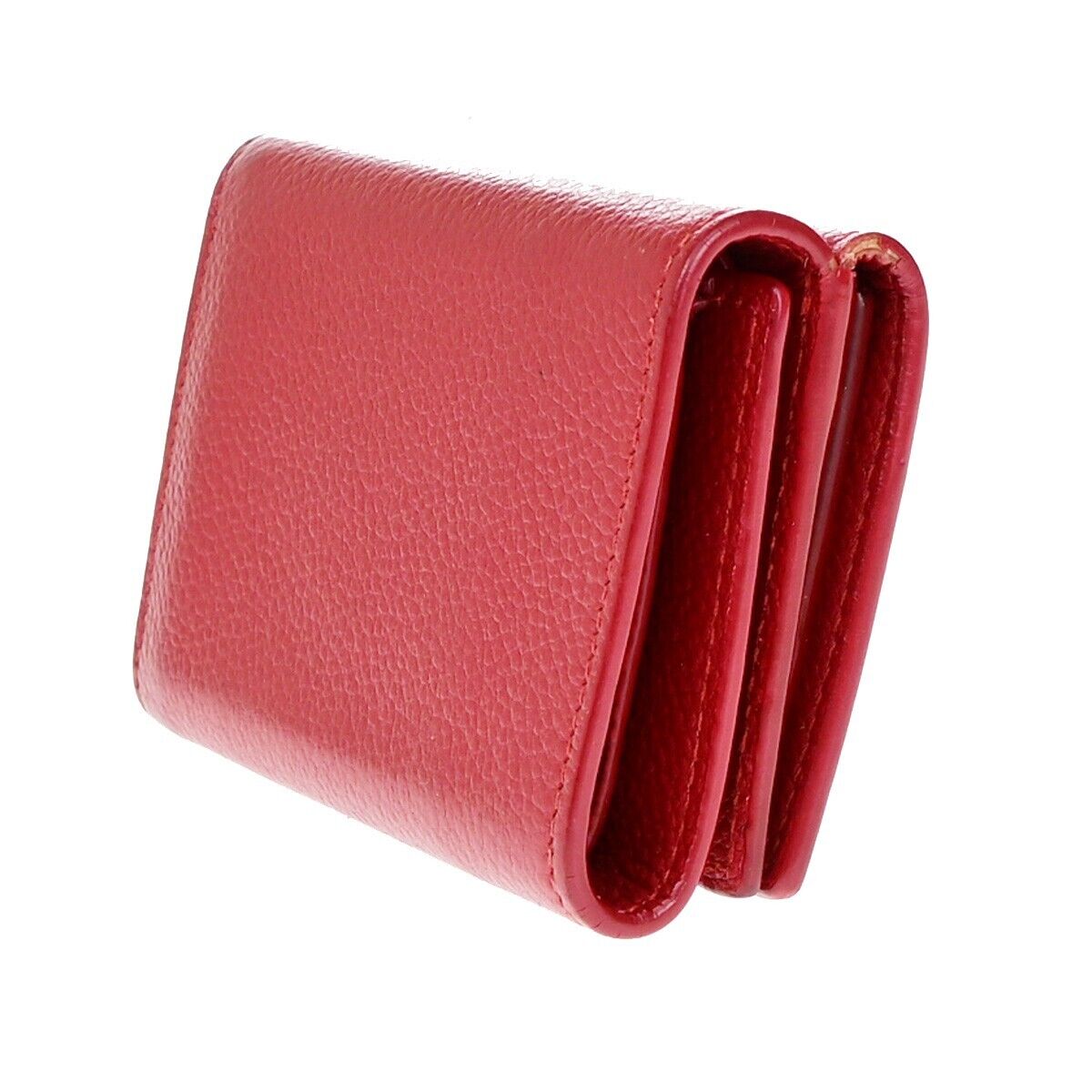 SAINT LAURENT Logo Trifold Wallet Purse Leather Red SHW Made in Italy 04KA226