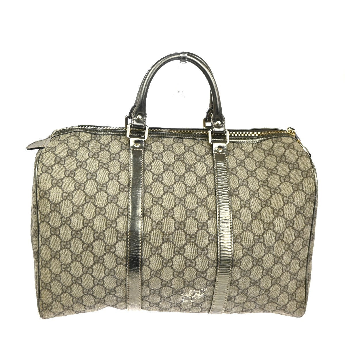 GUCCI GG Pattern Travel Hand Boston Bag Supreme Leather Beige Gold GHW 34TA514
