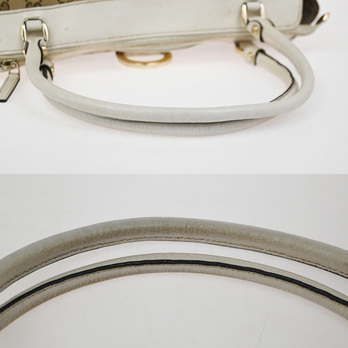 GUCCI Abbey GG Pattern D-Ring Shoulder Bag Canvas Leather BN White Italy 36ZA304