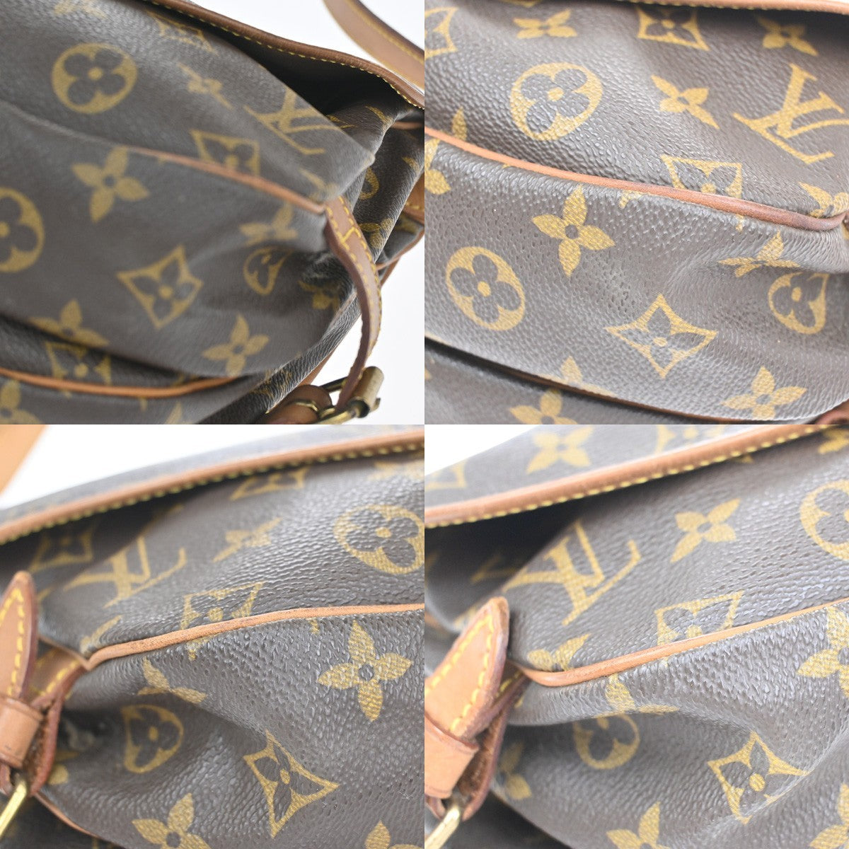 LOUIS VUITTON Logo Saumur 30 Shoulder Bag Monogram Leather Brown M42256 73CA867
