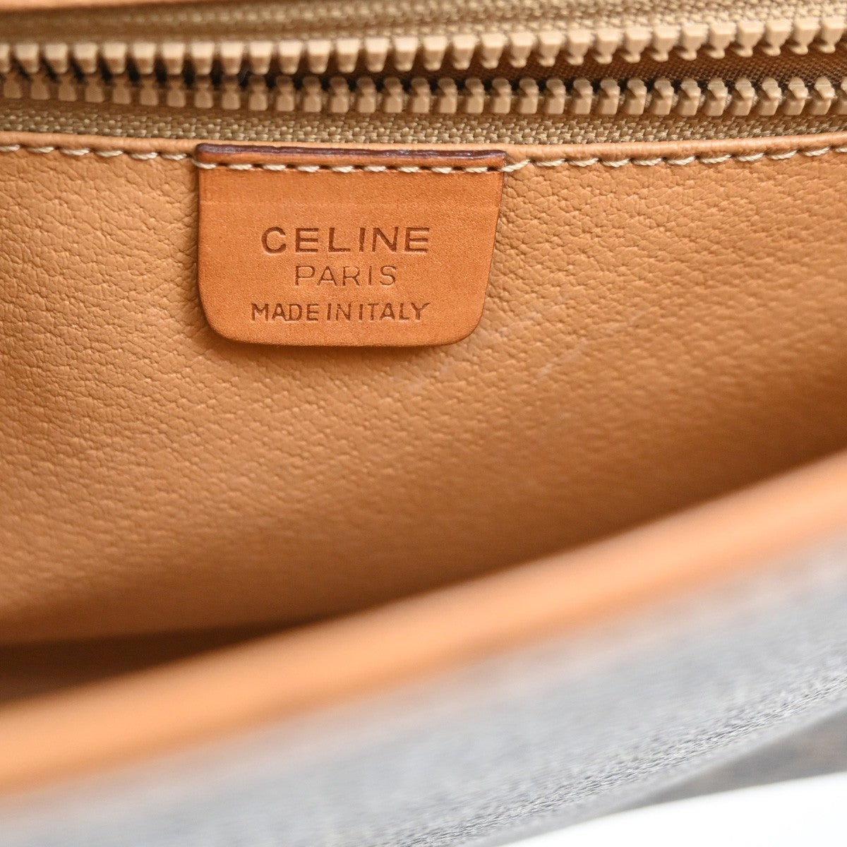CELINE Logo Macadam Pattern 2Way Shoulder Clutch PVC Leather Brown Italy 30CA499