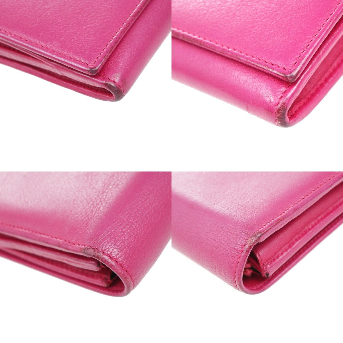 YVES SAINT LAURENT YSL Logo Long Zipper Wallet Leather Pink 66EE518