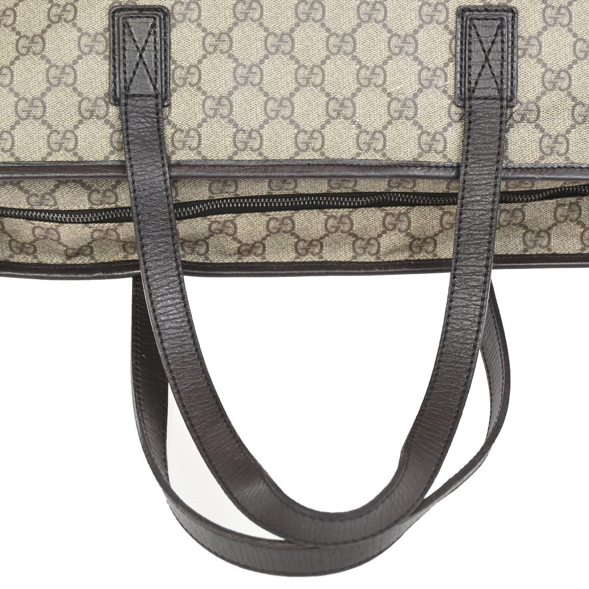 GUCCI Logo GG Patter Shoulder Hand Bag Supreme Leather Brown Itlay SHW 65DA022