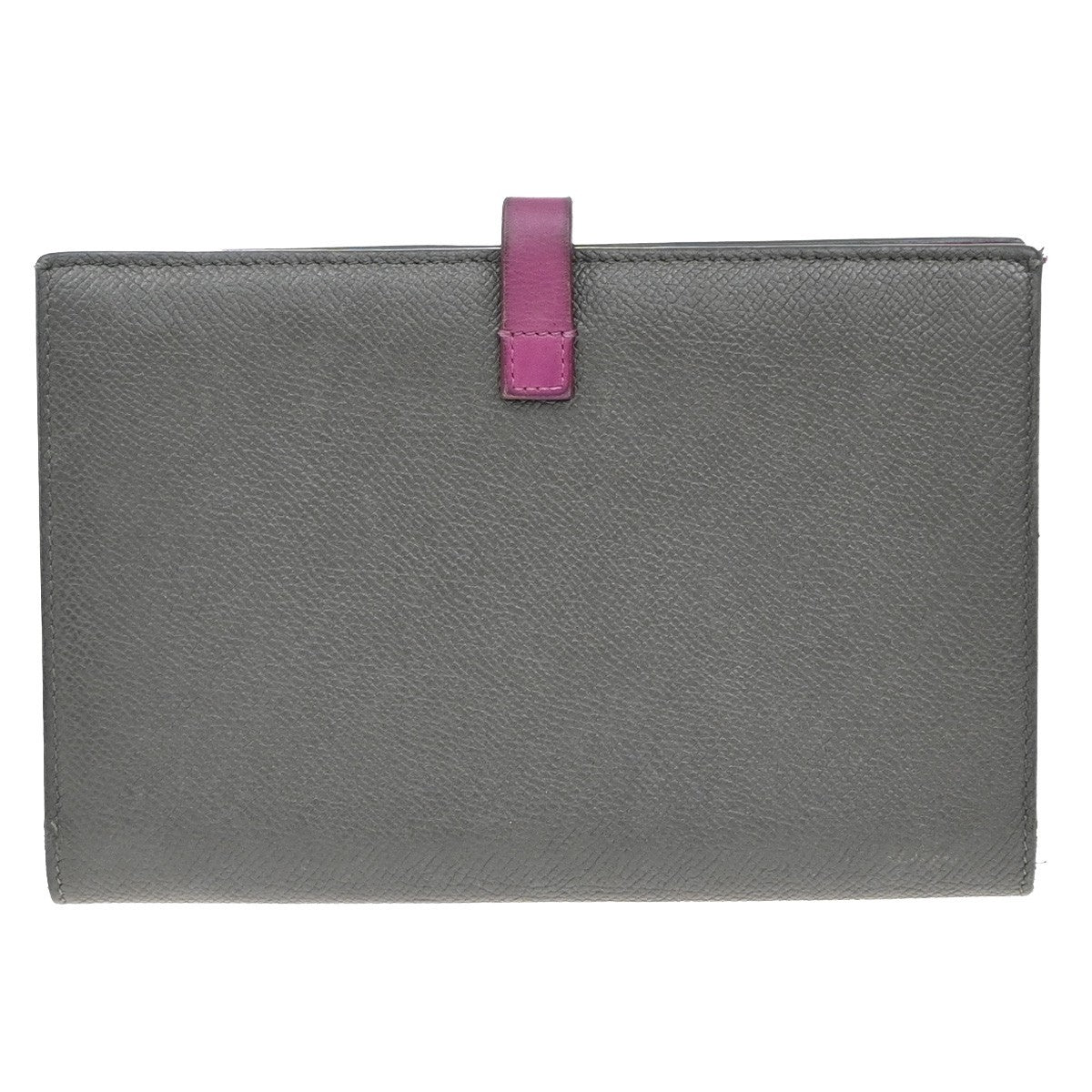 CELINE Logo Bifold Long Wallet Leather Gray Purple SHW 02EG115