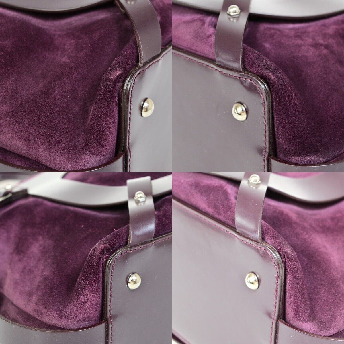 SALVATORE FERRAGAMO Gancini 2Way Shoulder Hand Bag Suede Leather Purple 68EB864