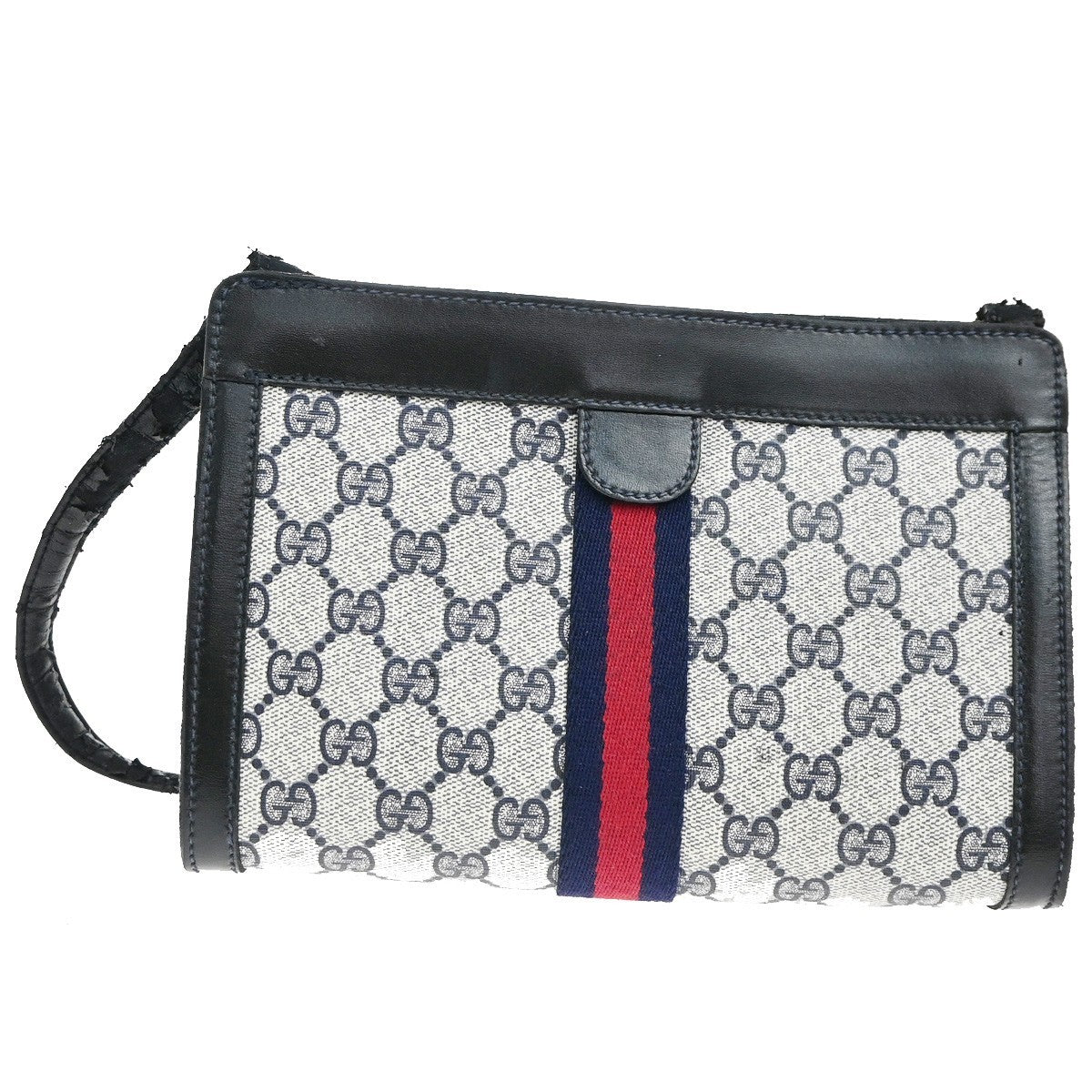 GUCCI Sherry GG Pattern Crossbody Shoulder Bag PVC Leather Navy Italy 01KC548