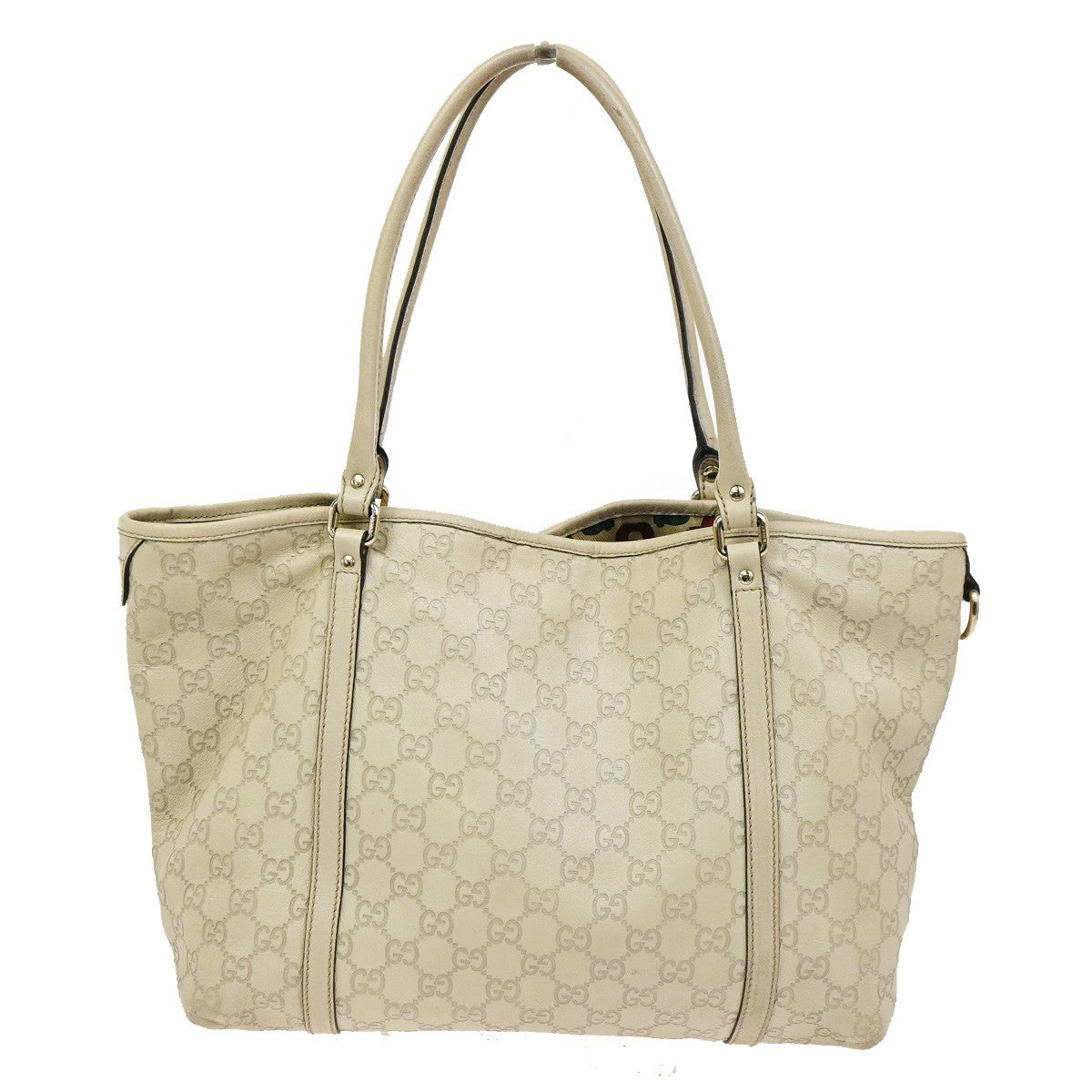 GUCCI Logo GG Pattern Guccissima​ Shoulder Bag Leather Beige GHW Italy 38CB035