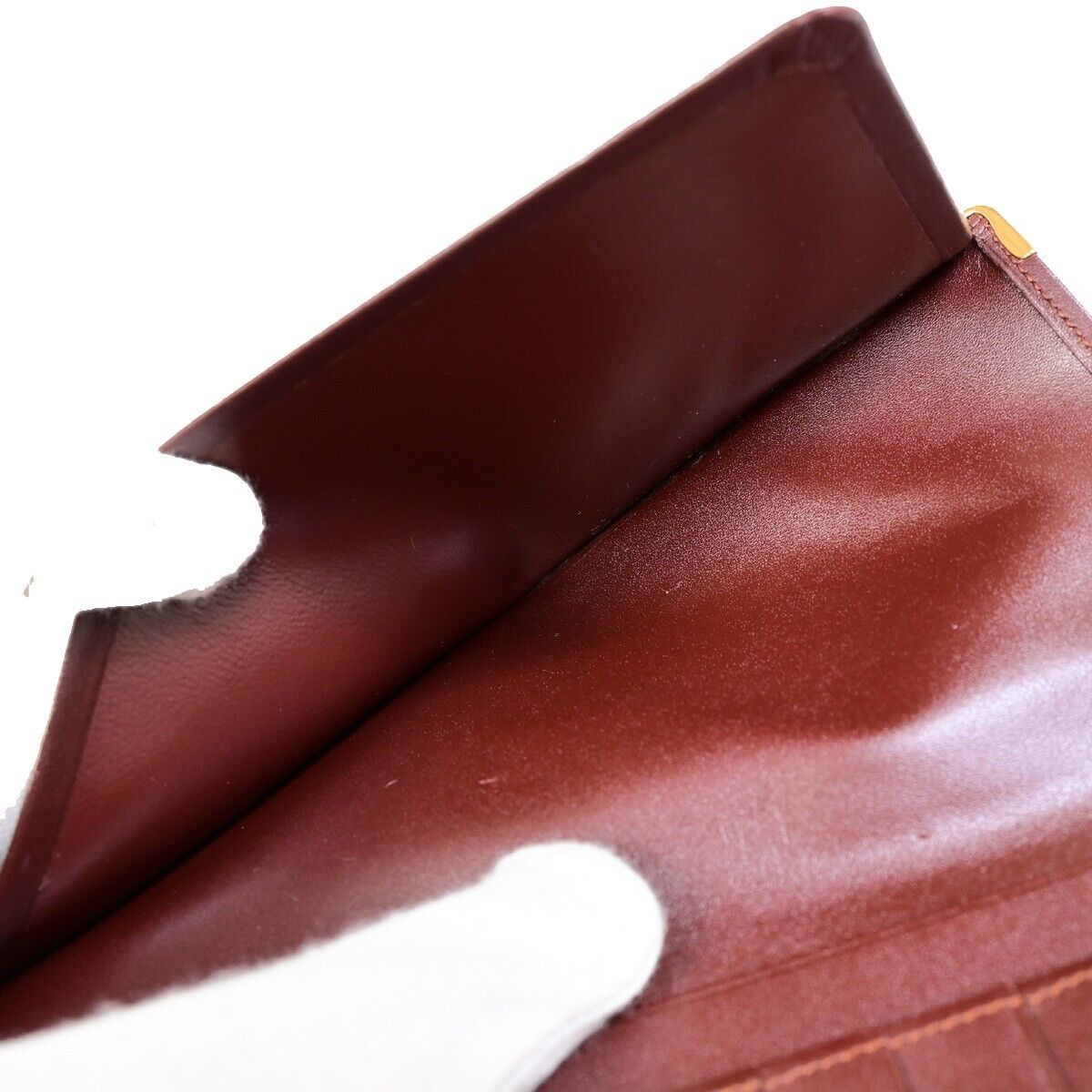 Must De Cartier 2C Logo Vertical Long Bifold Wallet Leather Bordeaux 09EB804
