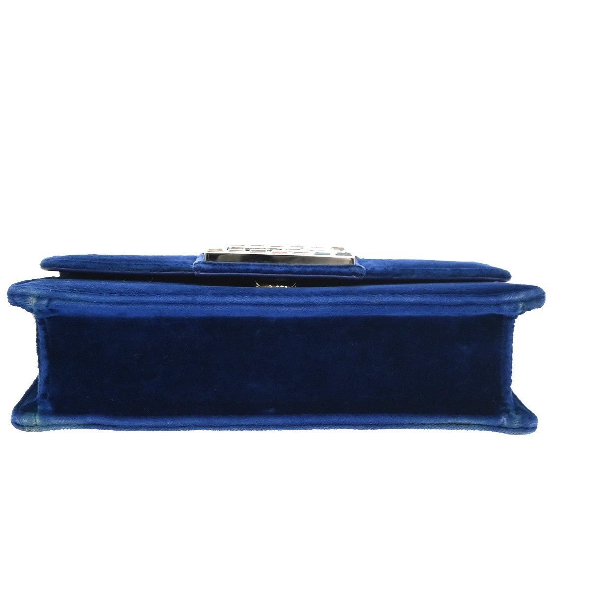 GUCCI Crystal G Logo Broadway Min Shoulder Bag Velvet Leather Blue GHW 16YH968