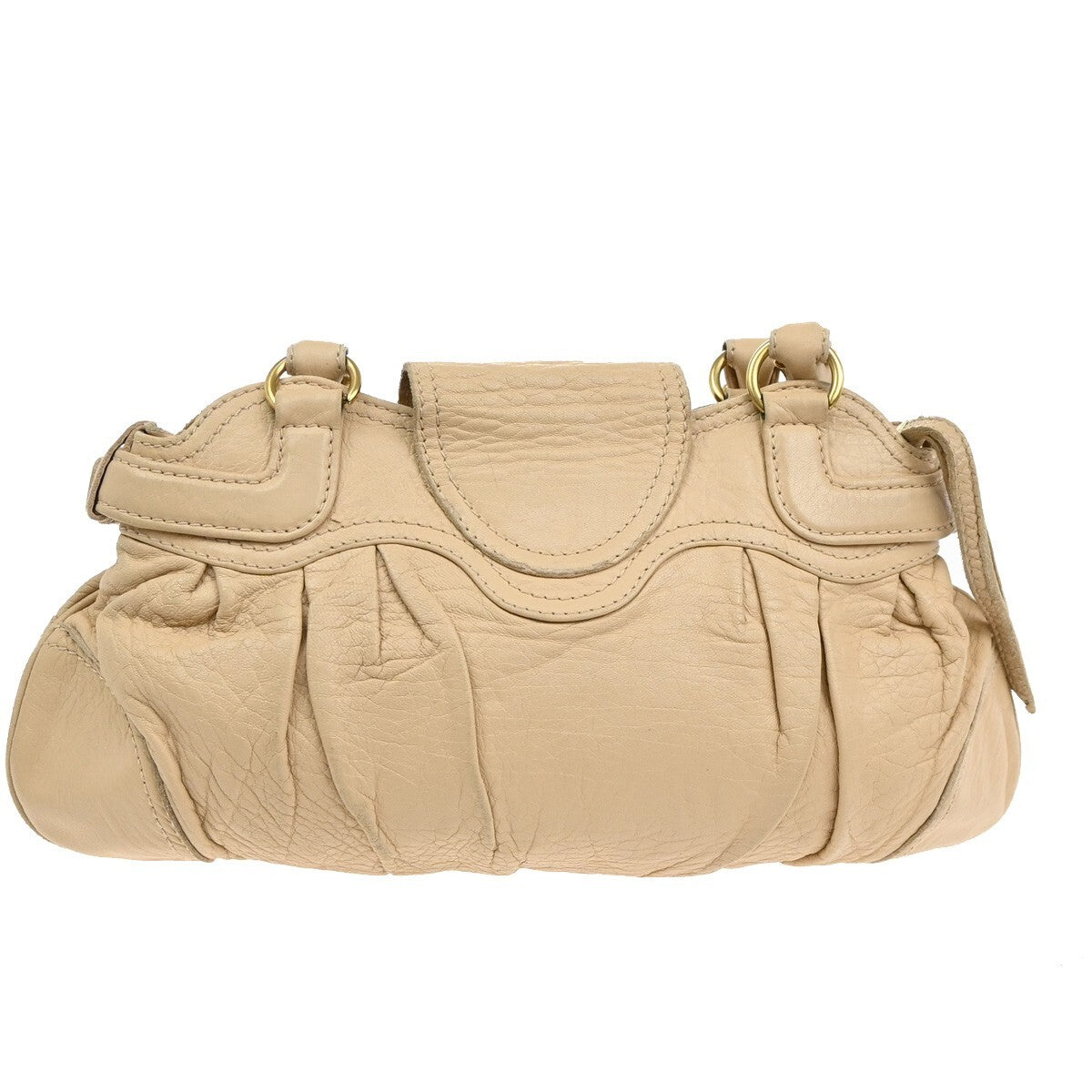 SALVATORE FERRAGAMO Logo Marisa Gancini Shoulder Bag Leather Beige Italy 04EE747