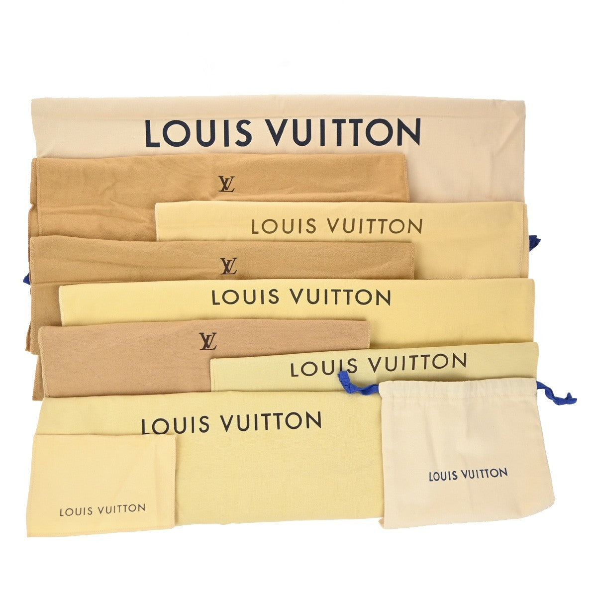 LOUIS VUITTON Logo 10 Set Dust Bag Drawstring Canvas Cotton Beige Brown 09KP567