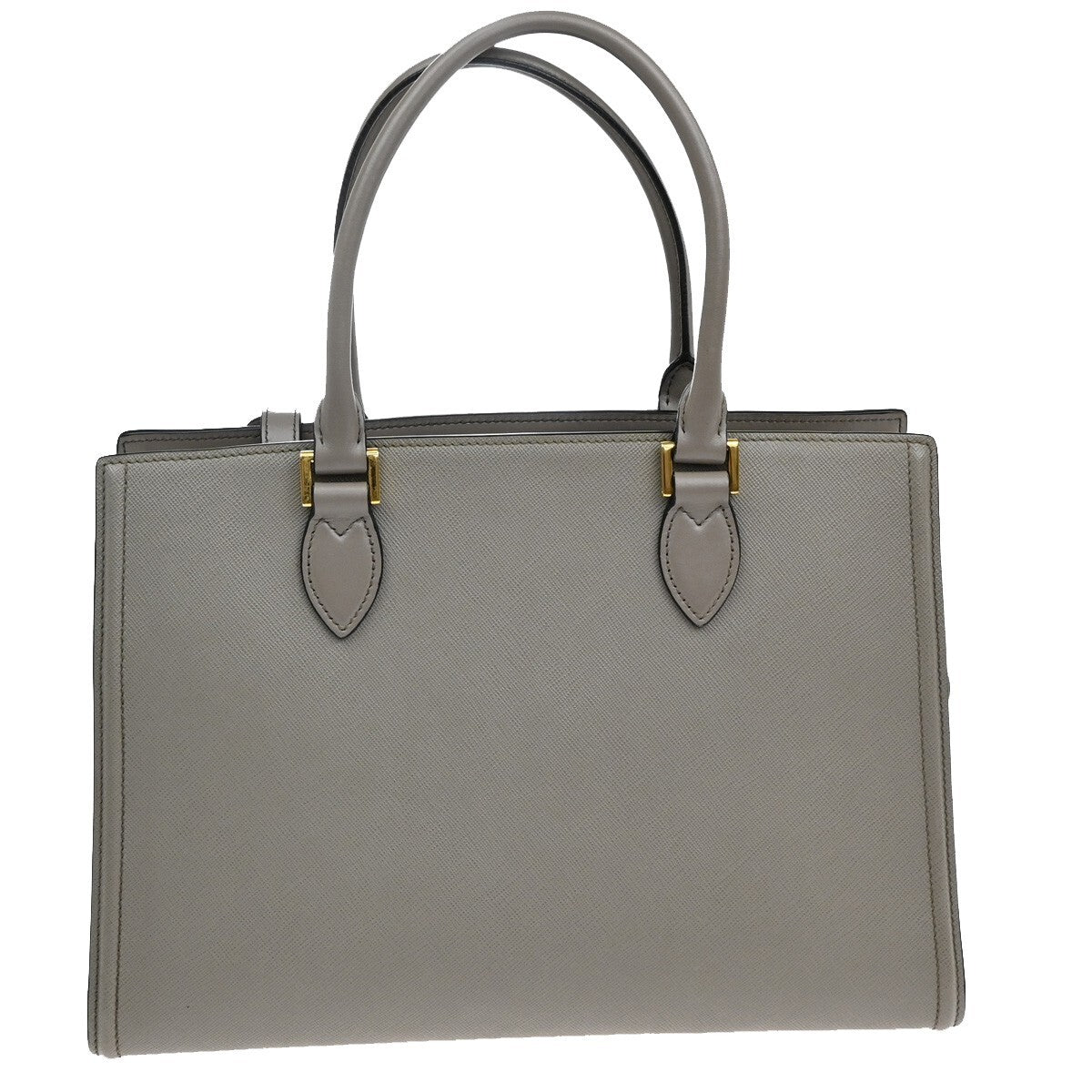 PRADA Logo Saffiano 2Way Shoulder Hand Tote Bag Leather Gray GHW 51RF290