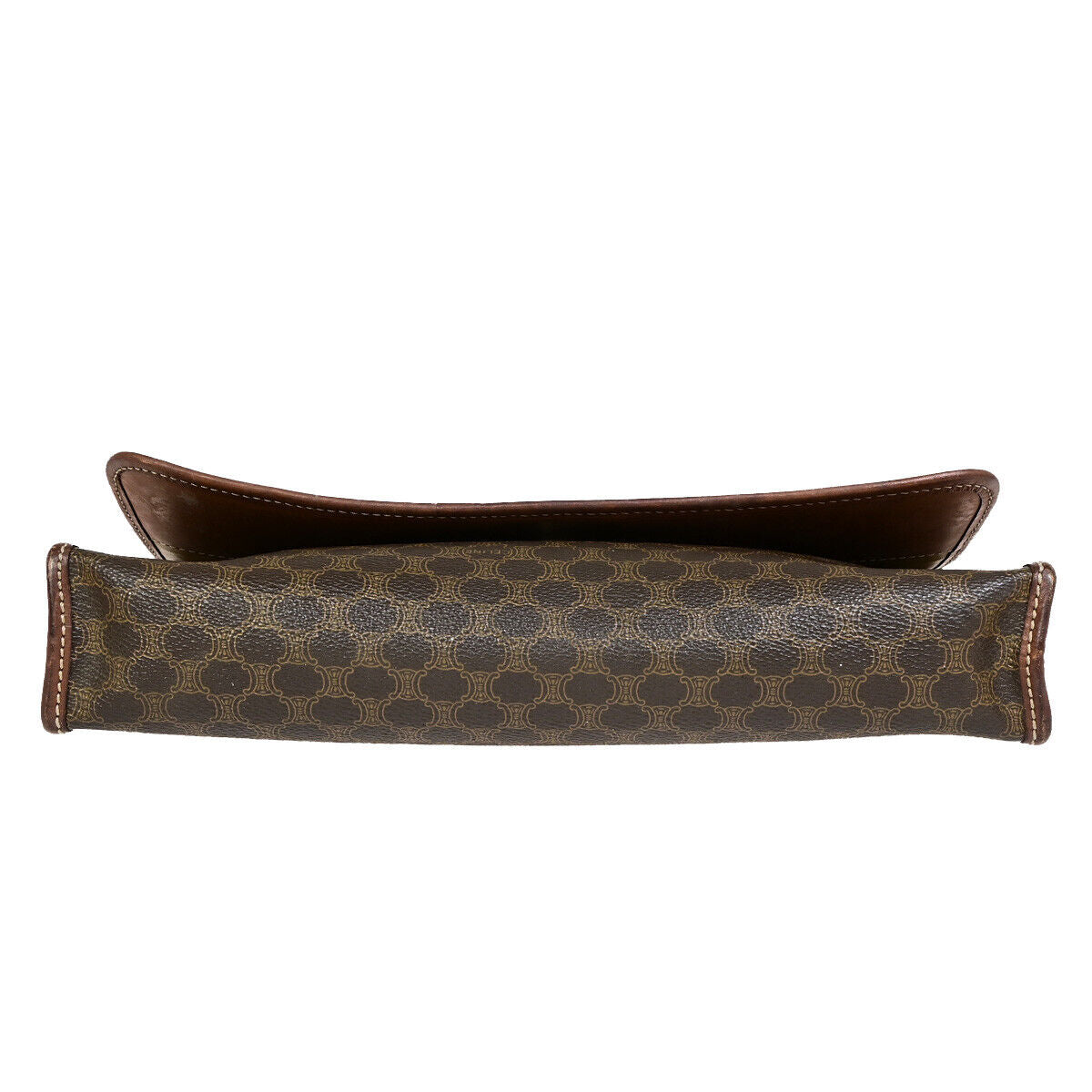 CELINE Logo Macadam Pattern Clutch Hand Bag PVC Leather Brown GHW 07YF602