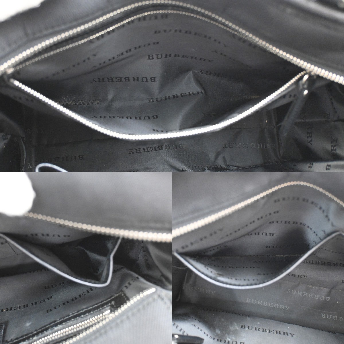 BURBERRY Logo Nova Check Hand Tote Bag Nylon Leather Beige Black 61DA184
