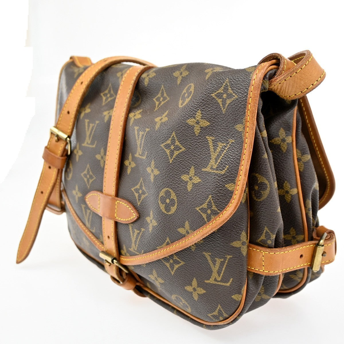LOUIS VUITTON Logo Saumur 30 Shoulder Bag Monogram Leather Brown M42256 17CA491