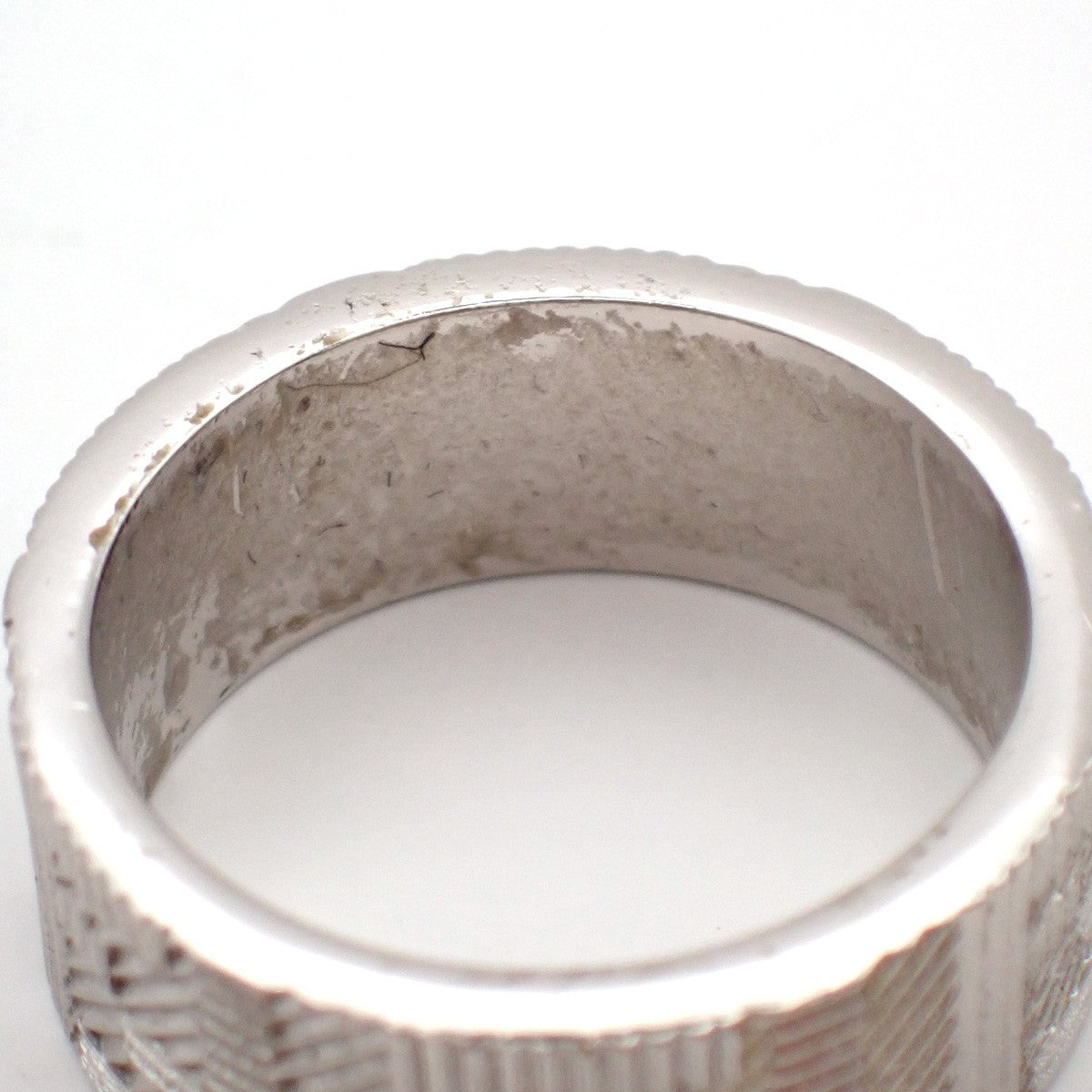 FENDI Logo Zucca Shadow FF Ring Size S Silver Plated Italy 01EG264