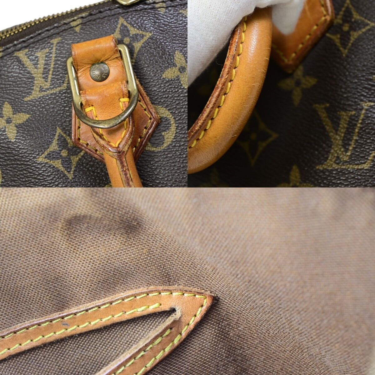 LOUIS VUITTON LV Logo Alma Hand Bag Monogram Leather Brown U.S.A. M51130 39EB645
