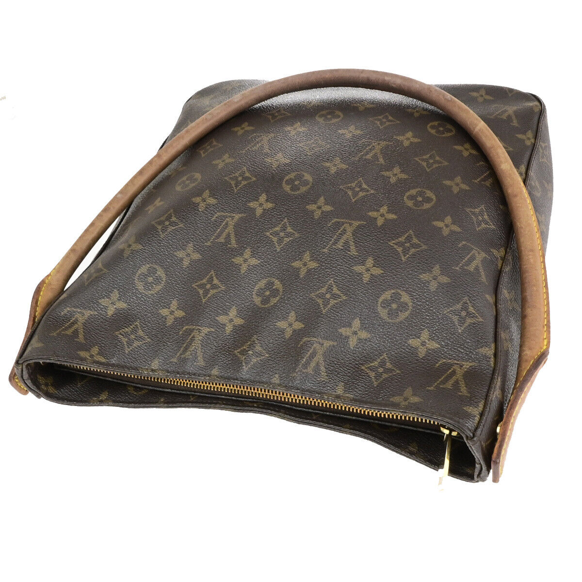 LOUIS VUITTON Logo Looping GM Shoulder Bag Monogram Leather Brown M51145 31SJ620