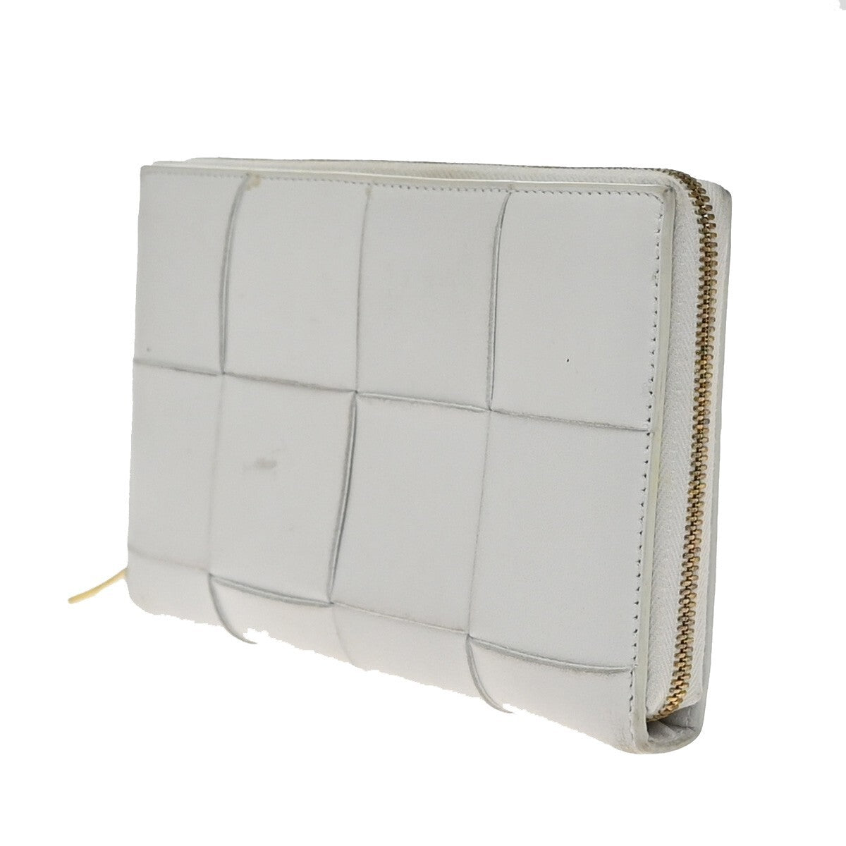 BOTTEGA VENETA Cassette Intrecciato long Wallet Purse Leather White 64EE516