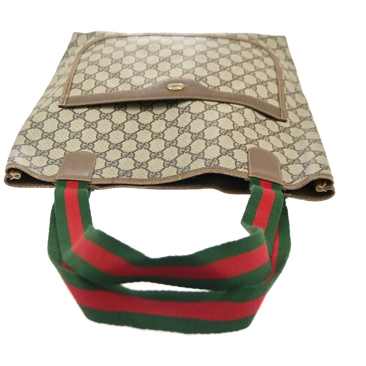 GUCCI Logo GG Sherry Line Shoulder Tote Hand Bag PVC Leather Beige Italy 61MA457