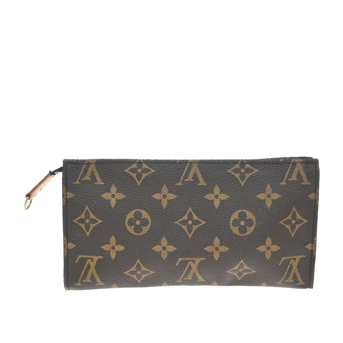 LOUIS VUITTON LV Logo Bucket GM Pouch Bag Monogram Leather Brown Gold 02YJ222
