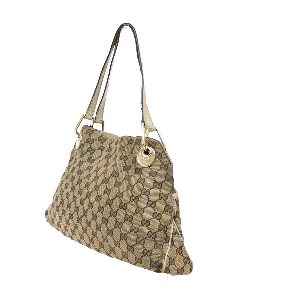 GUCCI GG Pattern Shoulder Tote Bag Canvas Leather Brown GHW Italy 61KC641