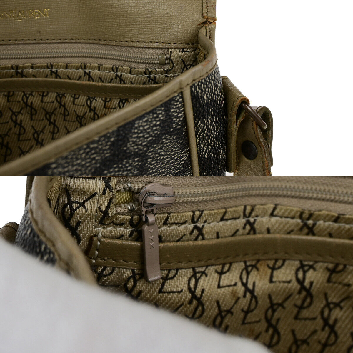 YVES SAINT LAURENT YSL Giraffe Pattern Shoulder Bag PVC Leather Brown 09YG312