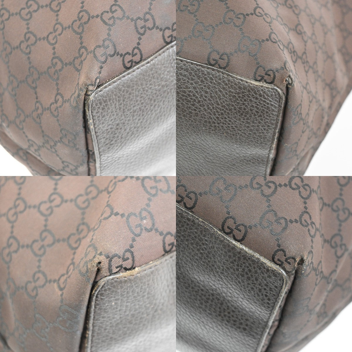 GUCCI Logo GG  Pattern Shoulder Tote Bag Canvas Leather Brown SHW Italy 62TA345