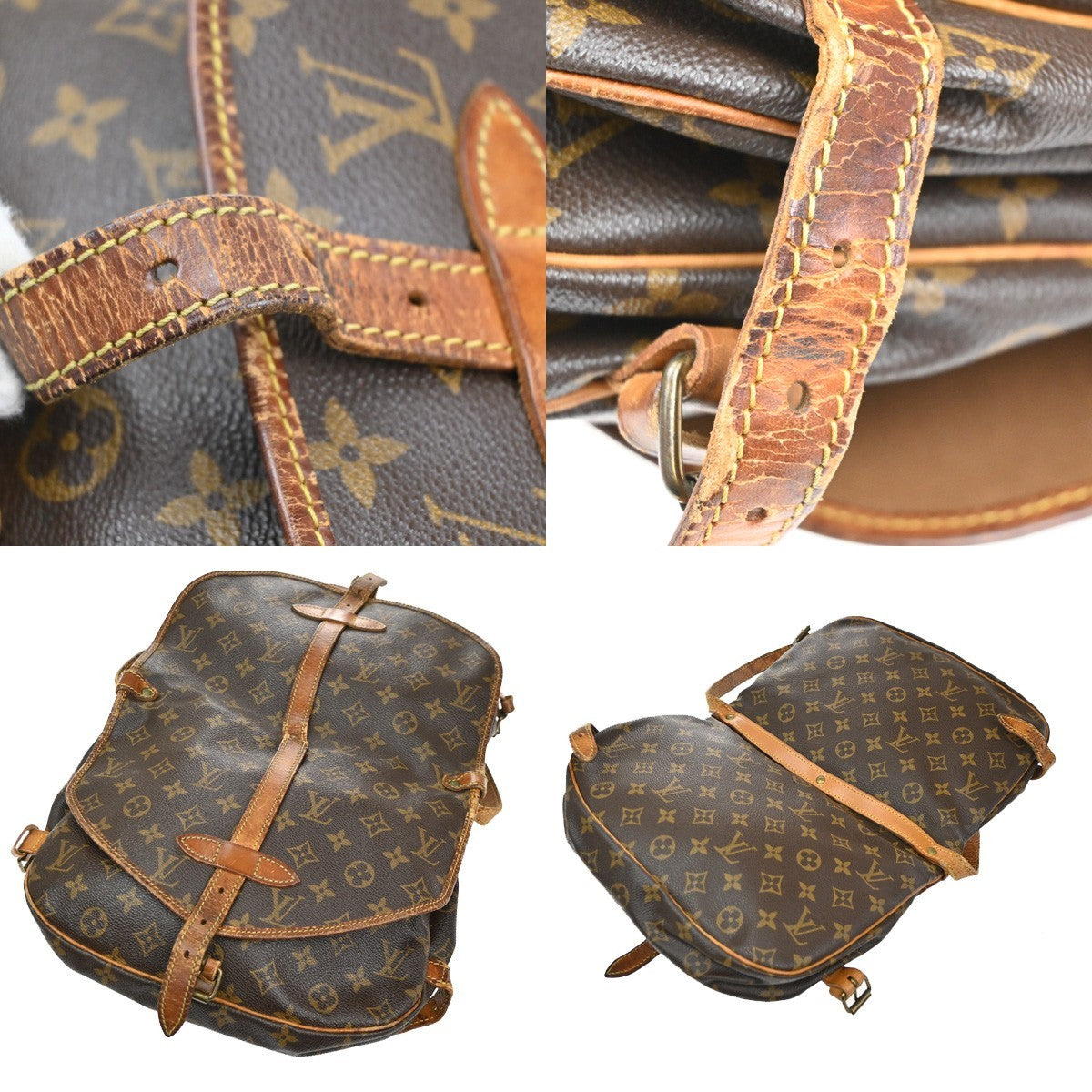 LOUIS VUITTON Logo Saumur 30 Shoulder Bag Monogram Leather BN M42256 61CA940