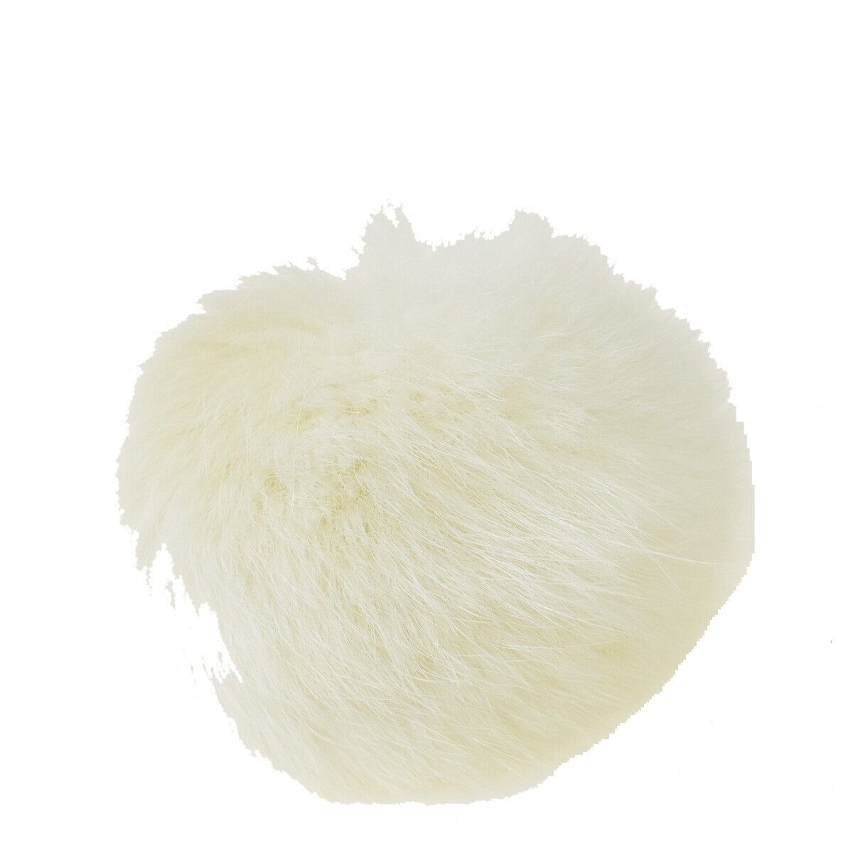 FENDI Logo Pompom Bag Charm Key Ring Fox Fur Leather White Italy 04JH636