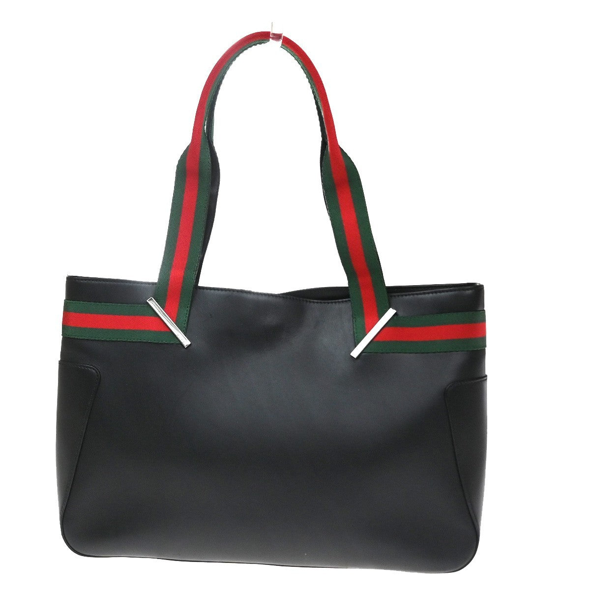 GUCCI Logo Sherry Line Hand Tote Bag Leather Canvas Black SHW Italy 83CA885