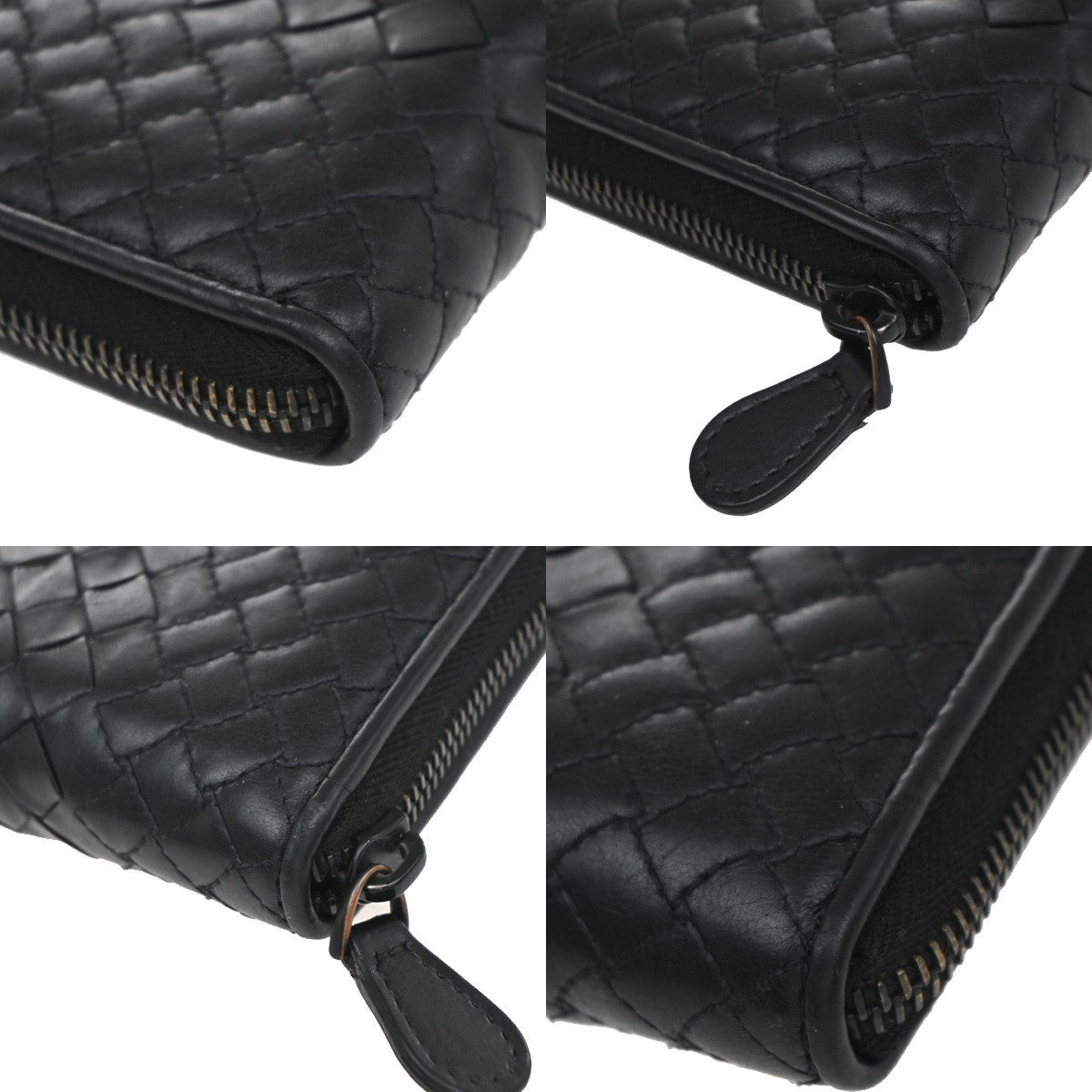BOTTEGA VENETA Intrecciato Long Zipper Around Wallet Leather Black 65EG120