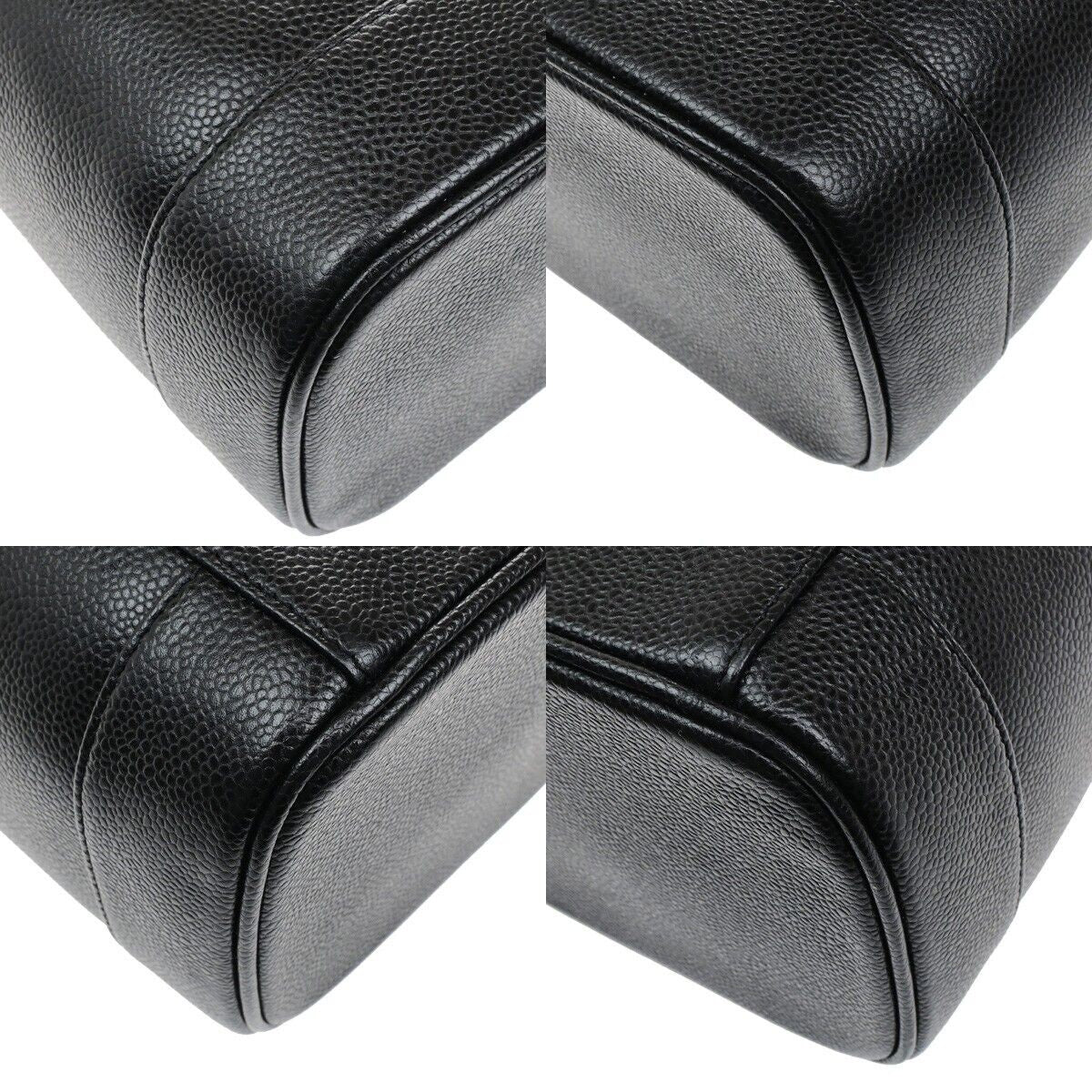 CHANEL CC Vanity Cosmetic Hand Bag Grained Calfskin Leather Black GHW 666RK912