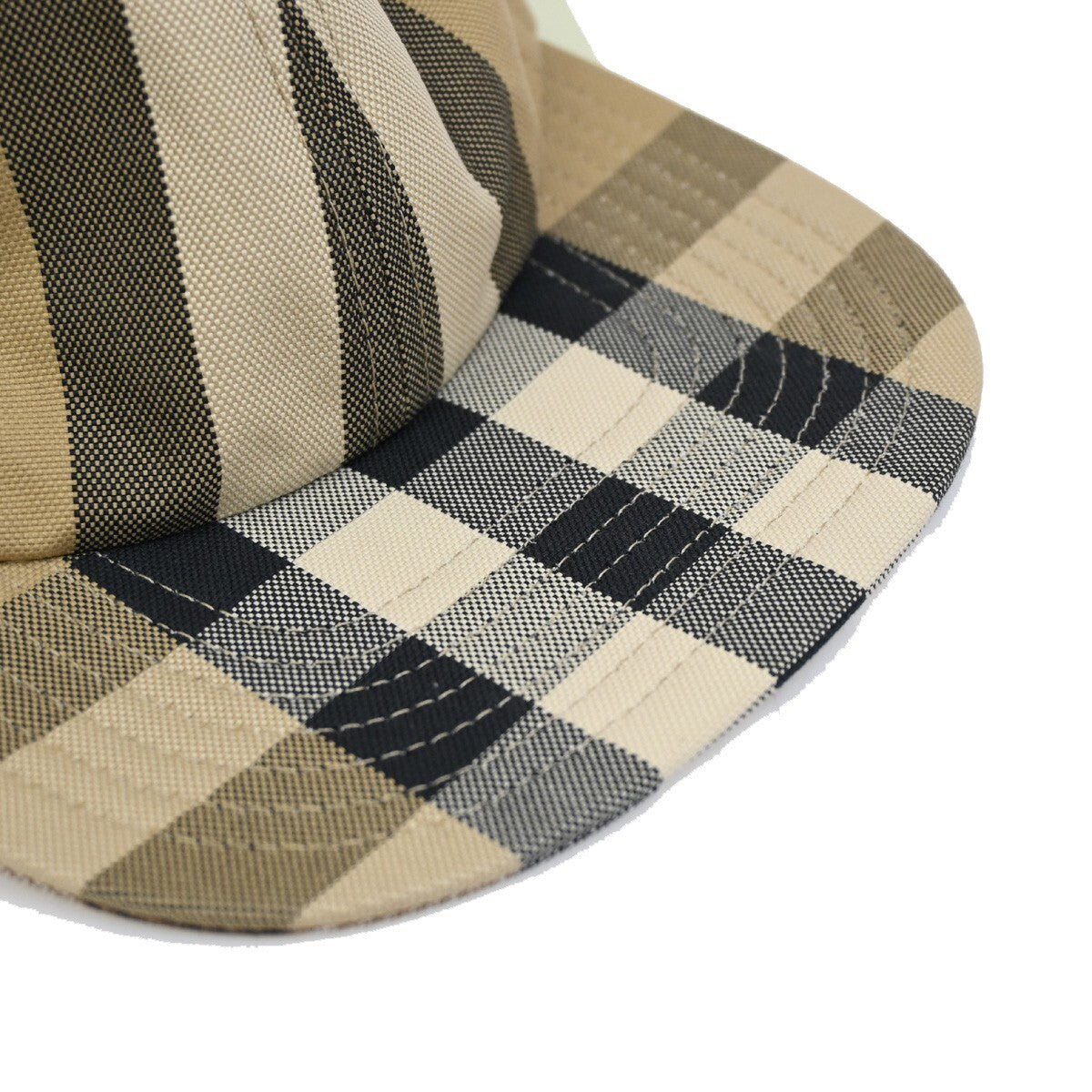 BURBERRY Logo Nova Check Baseball Hat Cap Size M Cotton Brown 69RF256
